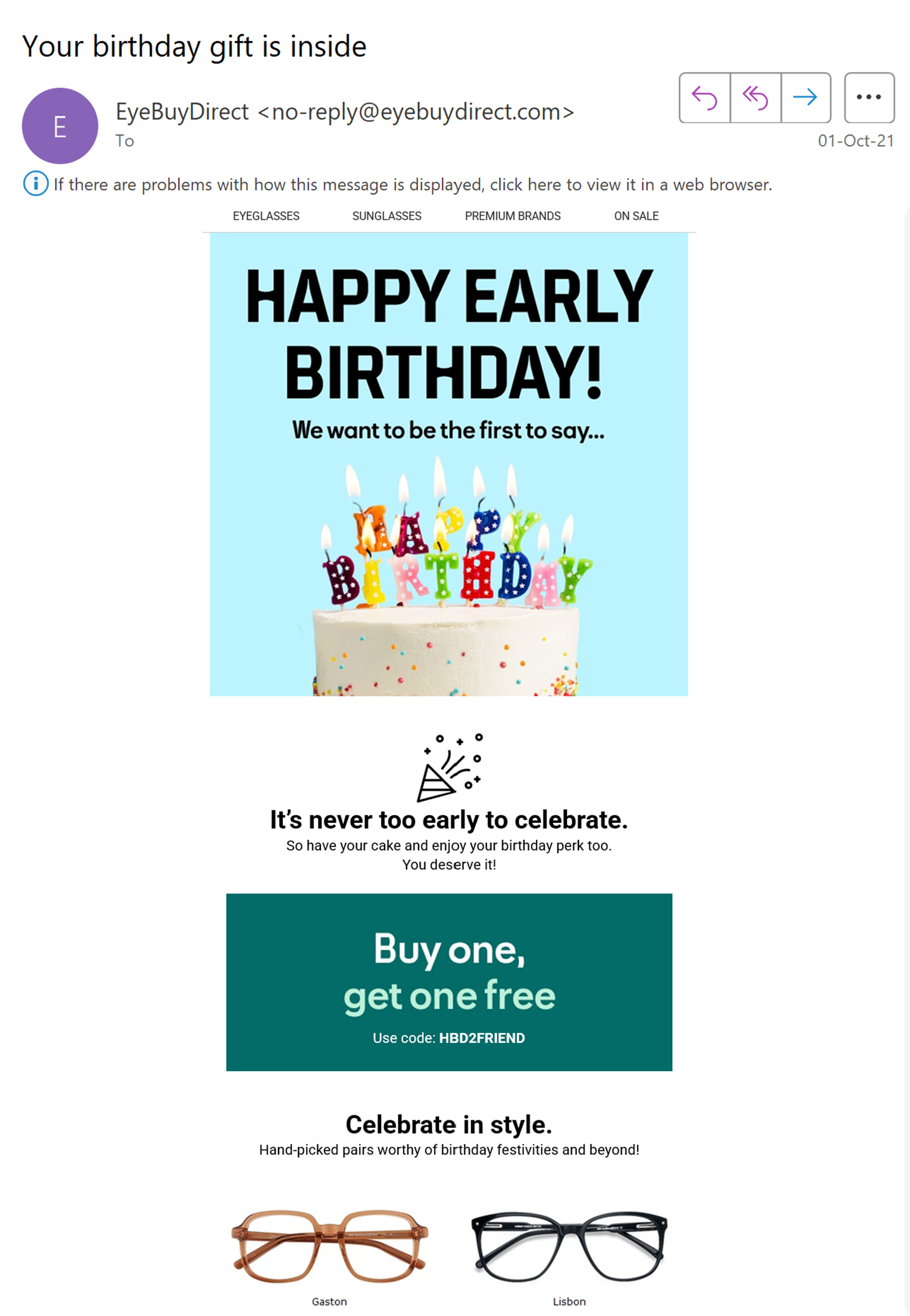 Copywriting, birthday email copy, Geri Mileva