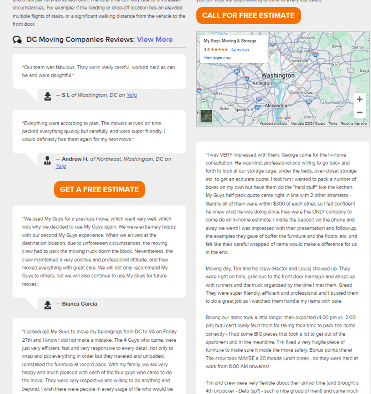 Copywriting, example of a location page with customer testimonials 2, Geri Mileva