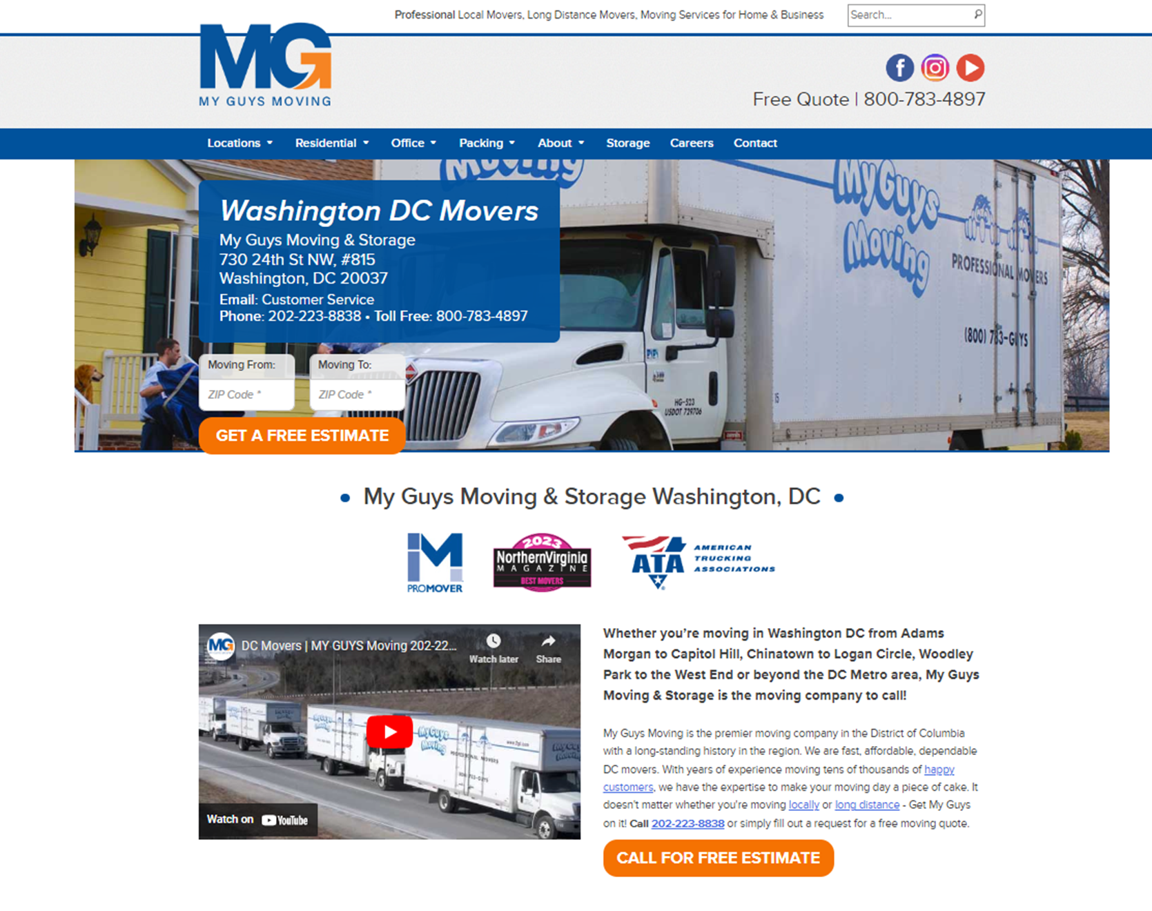 Copywriting, example of a location page with customer testimonials, Geri Mileva